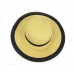 Wide Brim Paper Straw Hat w/ Color Band & Trim - Black - HT-6039BK